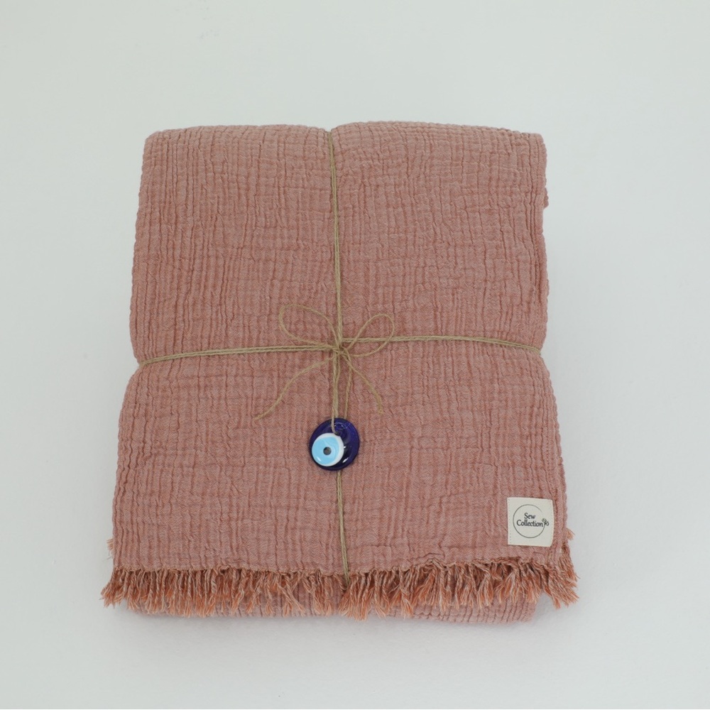 Cloud Linen Gauze Bed Blanket Terracotta-Full/Queen